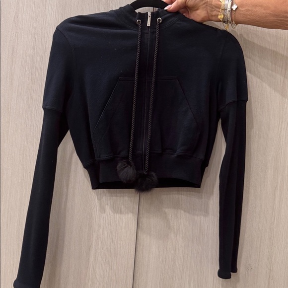 Black Women's Cropped Hoodie - Picture 3 of 3